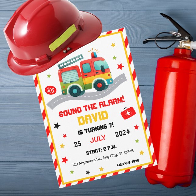 Emergency Fun! Fire Truck Themed Party Invitation (Creator Uploaded)