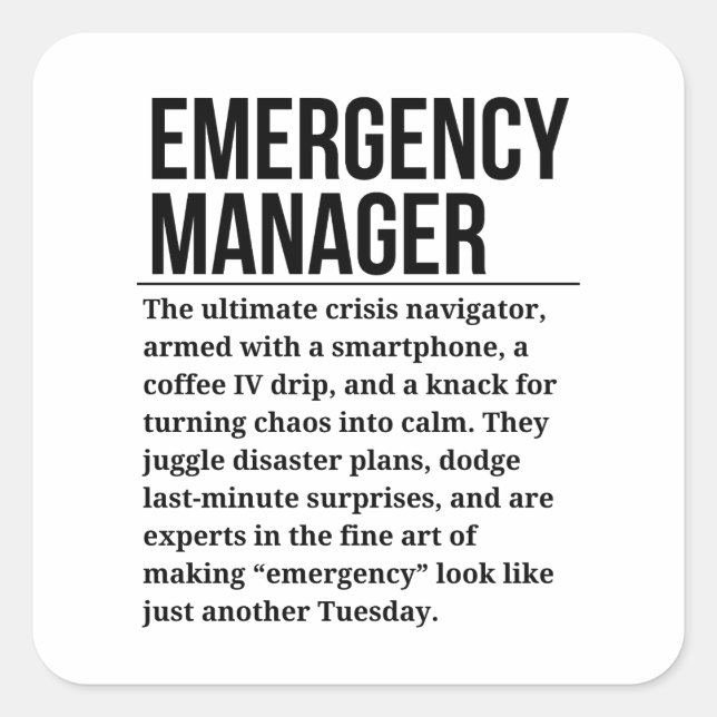 Emergency Manager Square Sticker (Front)