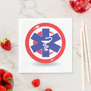 Emergency Medical Symbol Star of Life Caduceus Napkin