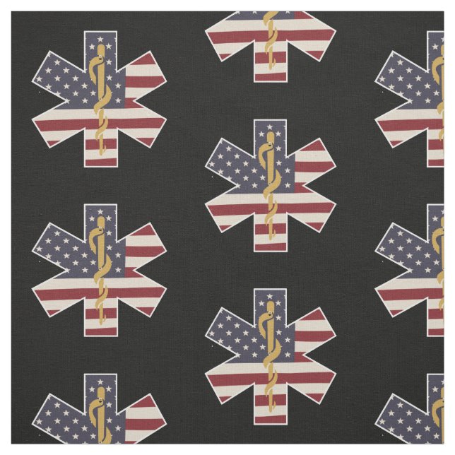 Emergency Medical Worker Tribute Usa Flag EMS EMT Fabric (Swatch)