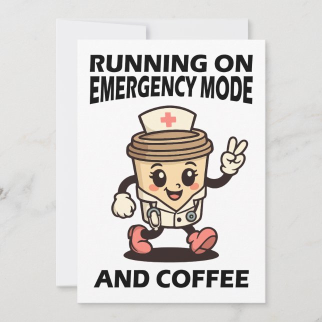 Emergency Mode Active – Fuelled by Coffee Invitation (Front)
