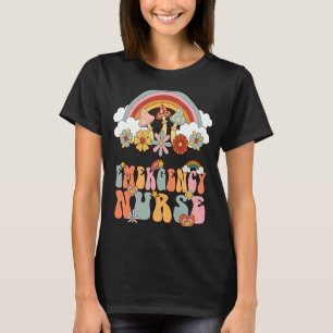 Emergency Nurse Groovy Retro Vintage Rainbow Cute T-Shirt