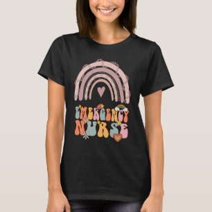 Emergency Nurse Groovy Retro Vintage Rainbow Cute T-Shirt