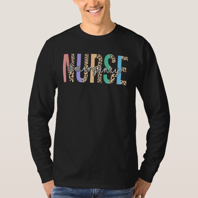 Emergency Nurse Leopard Print T-Shirt (Front)