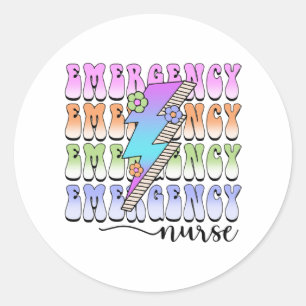 Emergency Nurse lightning Classic Round Sticker