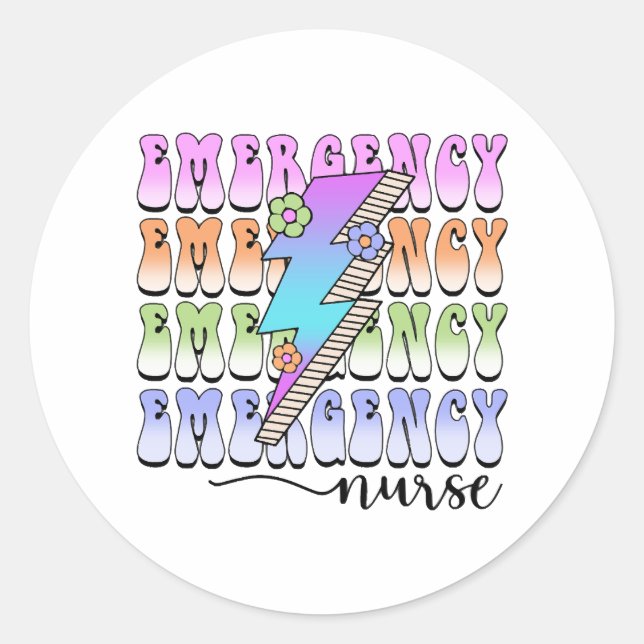 Emergency Nurse lightning Classic Round Sticker (Front)