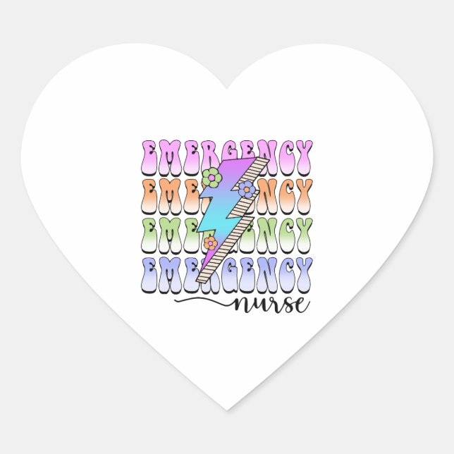 Emergency Nurse lightning Heart Sticker (Front)