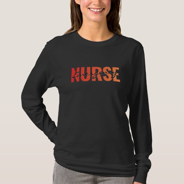 Emergency Nurse Modern Typography T-Shirt (Front)