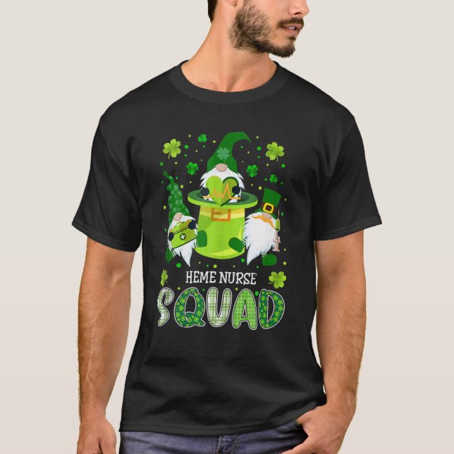 Emergency Nurse Squad Nursing St Patrick Day Gnome T-Shirt (Front)
