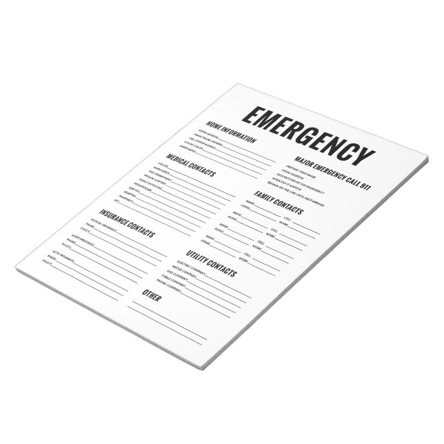 Emergency Organisation Form Notepad (Angled)