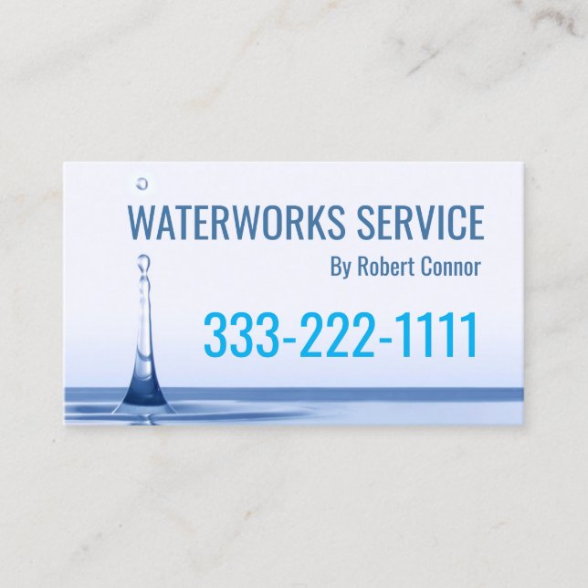 Emergency Plumber Service Waterworks Business Card (Front)