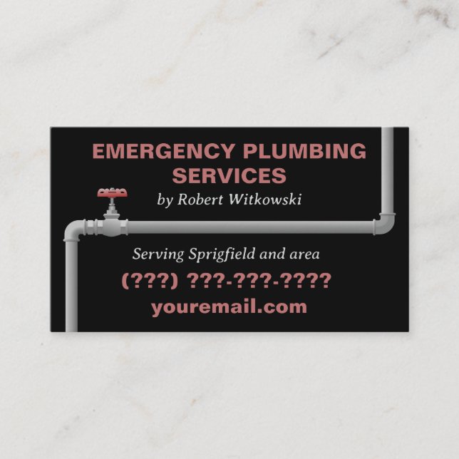 Emergency Plumbing Services Business Card (Front)