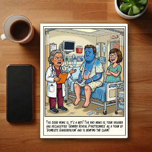 Emergency Room Gender Reveal Cartoon Postcard