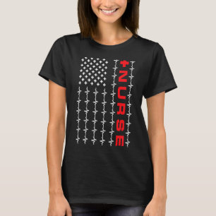Emergency Room Nurse With Usa Flag T-Shirt