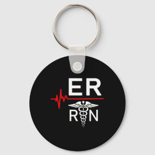 Emergency Room Registered Nurse Gift Er Heartbeat Key Ring
