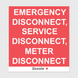 Emergency, Service, Metre Disconnect Label