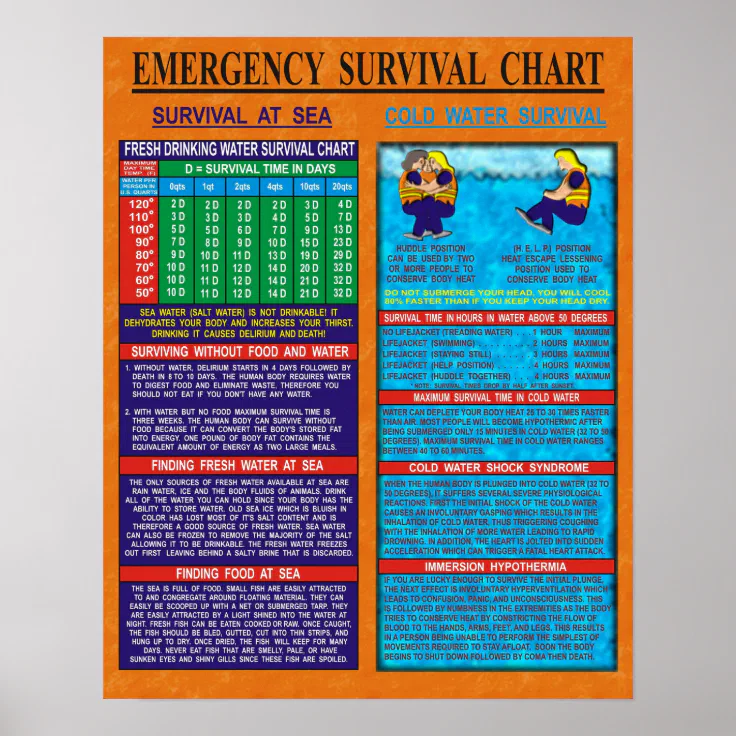 Emergency Survival Chart Zazzle.co.nz