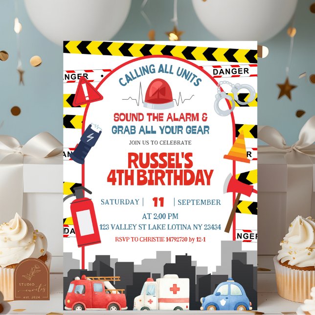 Emergency Vehicles kid's birthday invitation (Creator Uploaded)