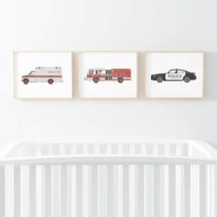 Emergency Vehicles Kids Room Decor