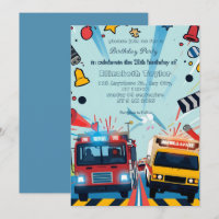 Emergency Vehicles party  invitation   