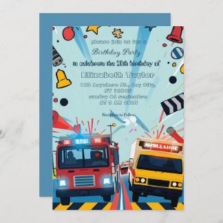Emergency Vehicles party invitation