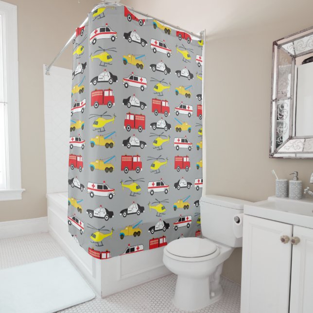 Emergency Vehicles Transportation Shower Curtain (In Situ)