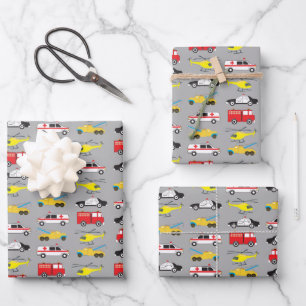 Emergency Vehicles Transportation Wrapping Paper Sheet