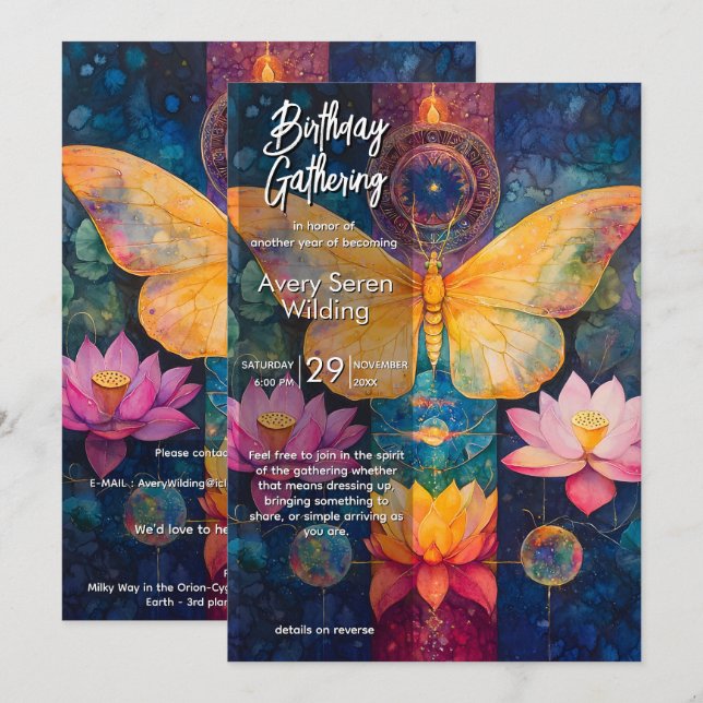 Emerging Light | Butterfly Design Invitation (Front/Back)