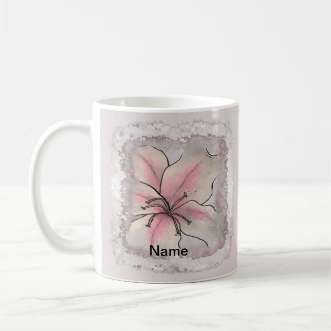 Emerging lily flower coffee mug (Left)