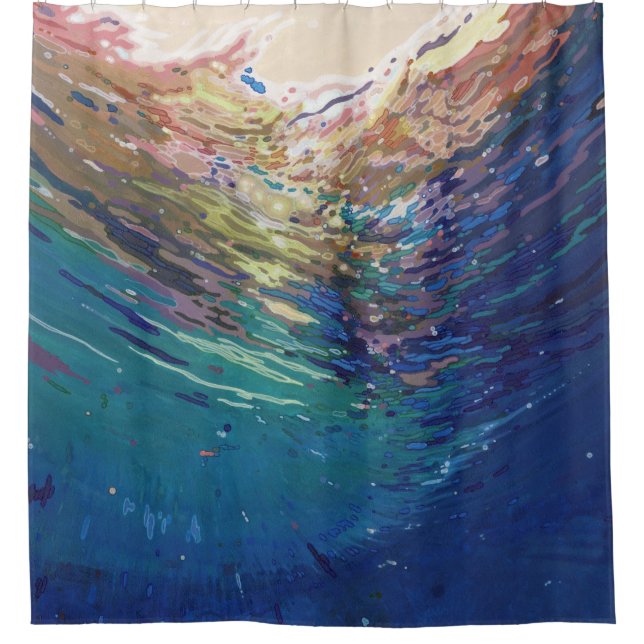 Emerging Ocean Coastal Bathroom Shower Curtain (Front)