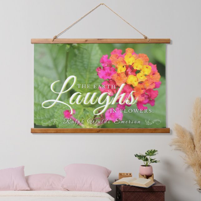 Emerson Beautiful Floral Quote Hanging Tapestry (Bedroom)