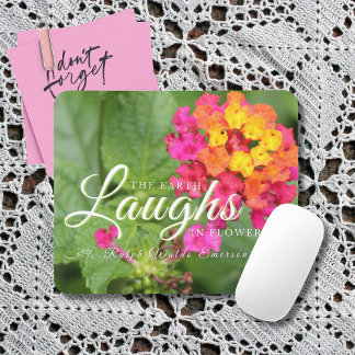 Emerson Beautiful Floral Quote Mouse Pad