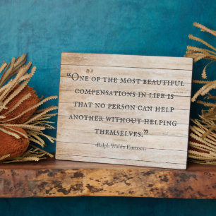 Emerson Helping Quote   Rustic Wood Plaque