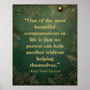 Emerson Helping Quote Vintage Green Poster
