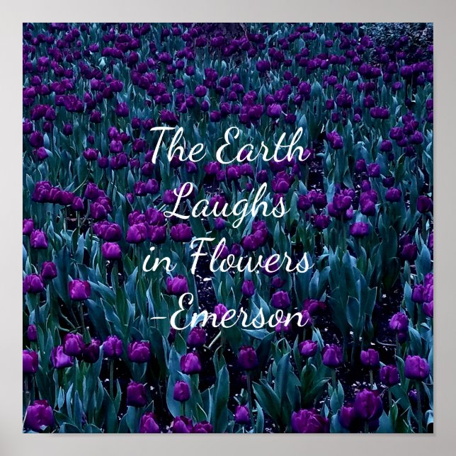 Emerson inspiration quote in purple tulip flower poster (Front)