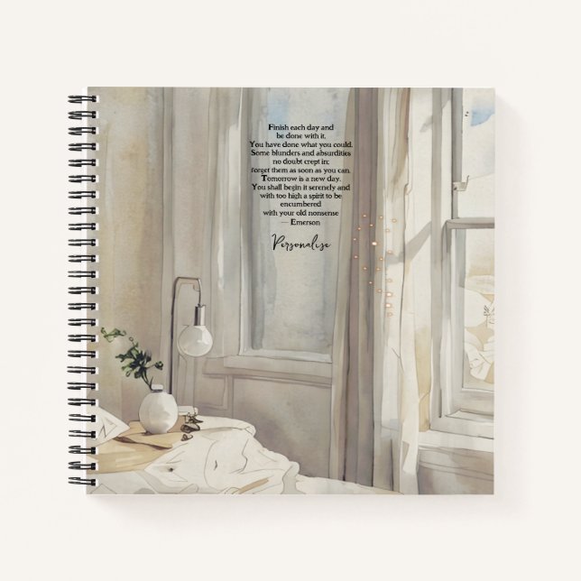 Emerson Quote Bedroom Window Decor Grey Journal (Front)