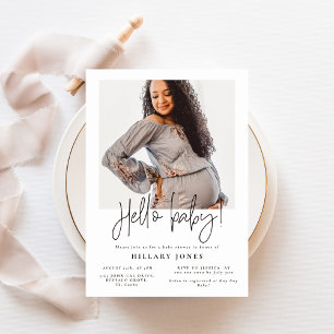EMERY   Elegant Baby Shower Hello baby Photo Invitation
