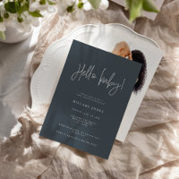EMERY | Elegant Baby Shower Hello Slate Blue