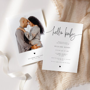 EMERY   Elegant Calligraphy Baby Shower Hello baby Invitation