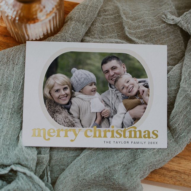 EMERY Gold Foil Photo Simple Merry Christmas (EMERY Gold Foil Photo Simple Merry Christmas Foil Holiday Card)