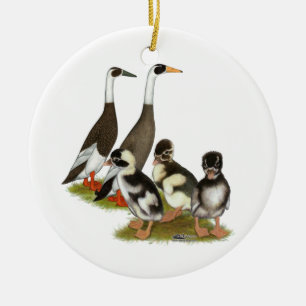 Emery Penciled Runner Duck Family Ceramic Tree Decoration