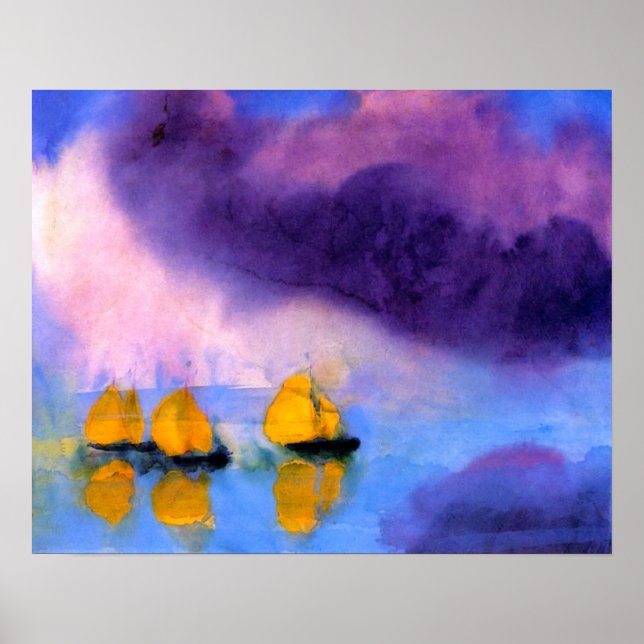Emil Nolde - Sea with Violet Clouds And Sailboats Poster (Front)