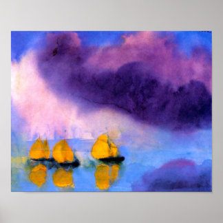 Emil Nolde - Sea with Violet Clouds And Sailboats Poster