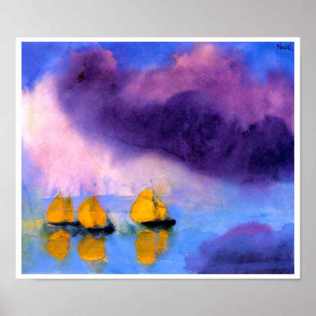 Emil Nolde - Sea with Violet Clouds And Sailboats Poster (Front)
