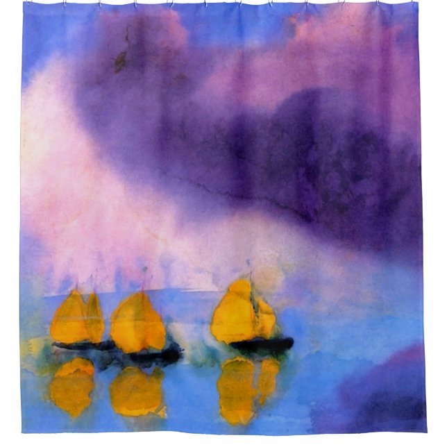 Emil Nolde - Sea with Violet Clouds And Sailboats Shower Curtain (Front)
