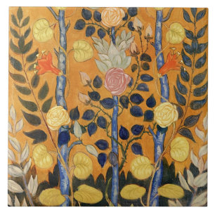 Emile Bernard painting, Roses, Tile