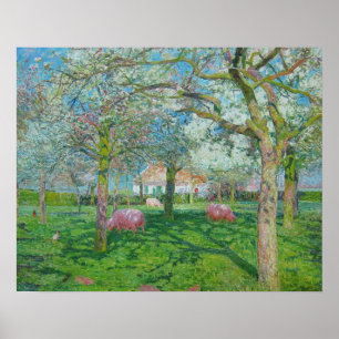 Emile Claus - The Orchard in the Spring Poster