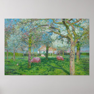 Emile Claus - The Orchard in the Spring Poster