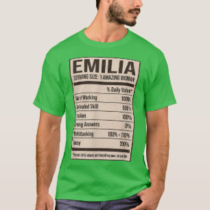 Emilia Nutrition Facts Name Nickname Alias Title F T-Shirt