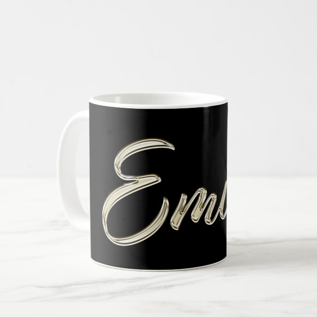 Emilio name white gold cup tea cup coffee cup (Front Left)